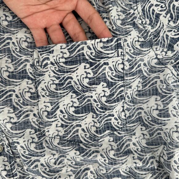 Reyn Spooner Kloth Hawaiian Aloha Floral Blue and White 2XL Button Down Shirt - Picture 6 of 7